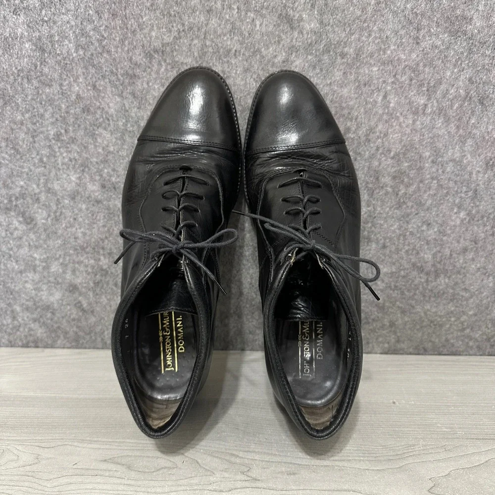 Johnston & Murphy Chukka Boots Mens 10.5 Black‎ Leather Cap Toe Lace Up